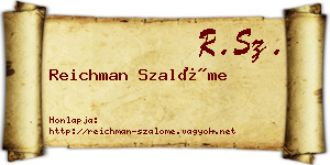 Reichman Szalóme névjegykártya